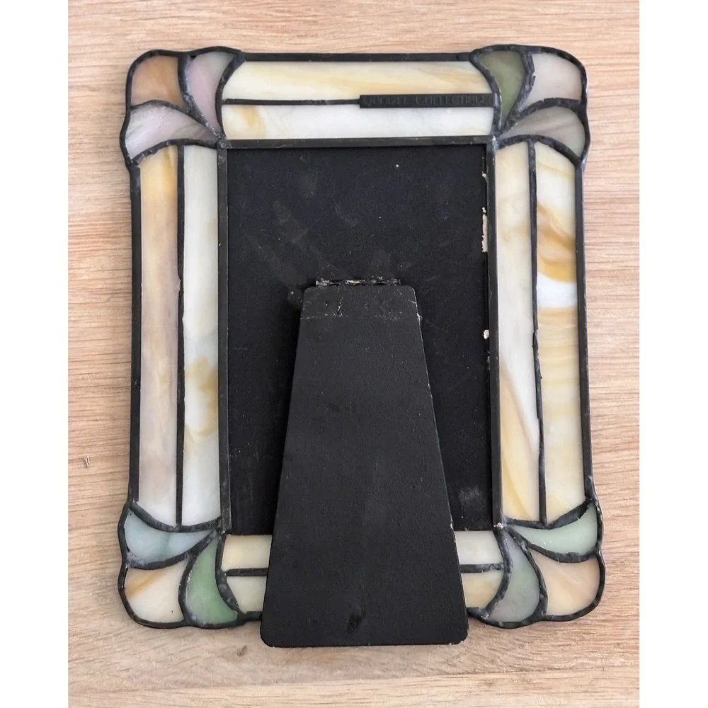 VTG Quoizel Art Deco MCM  Leaded Stained Glass Picture Frame 8X6